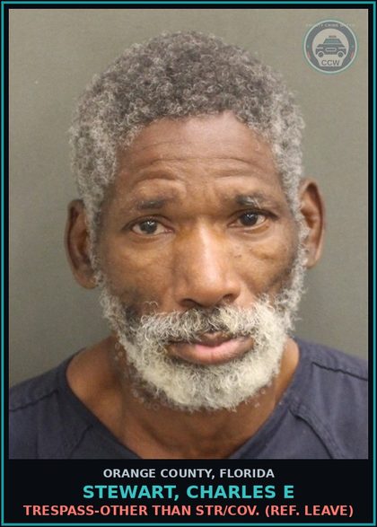 CCW arrest card for STEWART, CHARLES E in Orange County: TRESPASS-OTHER THAN STR/COV. (REF. LEAVE)