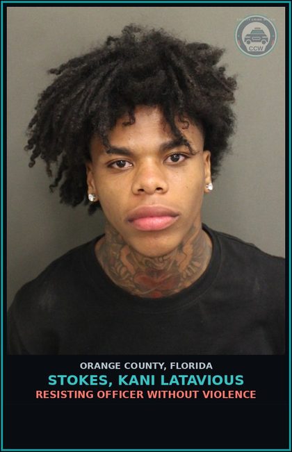 CCW arrest card for STOKES, KANI LATAVIOUS in Orange County: RESISTING OFFICER WITHOUT VIOLENCE