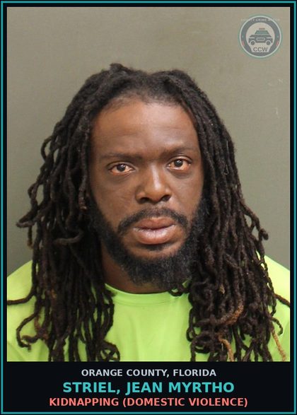 CCW arrest card for STRIEL, JEAN MYRTHO in Orange County: DRIV WHILE LIC SUSPEND REVOCATION EQUIV STATUS
