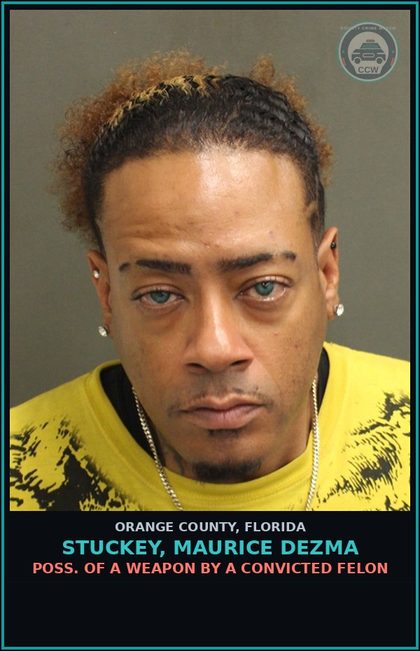 CCW arrest card for STUCKEY, MAURICE DEZMA in Orange County: POSS. OF A WEAPON BY A CONVICTED FELON