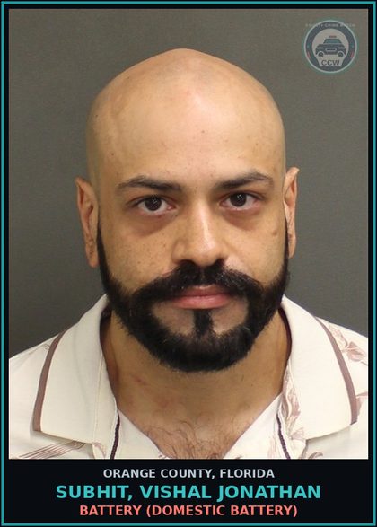 CCW arrest card for SUBHIT, VISHAL JONATHAN in Orange County: BATTERY (DOMESTIC BATTERY)