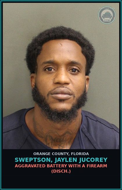 CCW arrest card for SWEPTSON, JAYLEN JUCOREY in Orange County: SHOOTING FROM VEHICLE W/IN 1000' OF PERSON