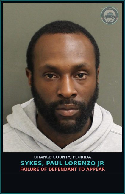 CCW arrest card for SYKES, PAUL LORENZO JR in Orange County: FAILURE OF DEFENDANT TO APPEAR