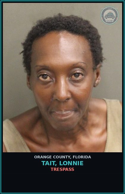 CCW arrest card for TAIT, LONNIE in Orange County: TRESPASS