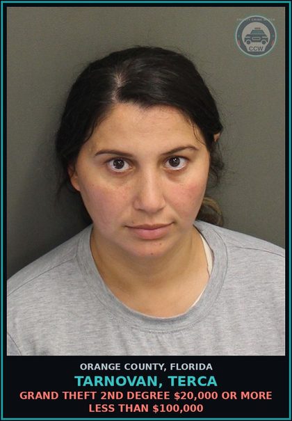CCW arrest card for TARNOVAN, TERCA in Orange County: GRAND THEFT 2ND DEGREE $20,000 OR MORE LESS THAN $100,000