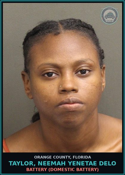 CCW arrest card for TAYLOR, NEEMAH YENETAE DELO in Orange County: BATTERY (DOMESTIC BATTERY)
