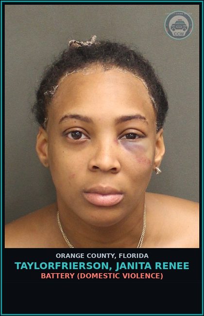 CCW arrest card for TAYLORFRIERSON, JANITA RENEE in Orange County: BATTERY (DOMESTIC VIOLENCE)