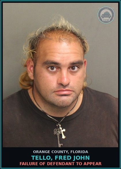 CCW arrest card for TELLO, FRED JOHN in Orange County: FAILURE OF DEFENDANT TO APPEAR