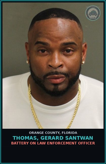 CCW arrest card for THOMAS, GERARD SANTWAN in Orange County: RESISTING OFFICER WITHOUT VIOLENCE