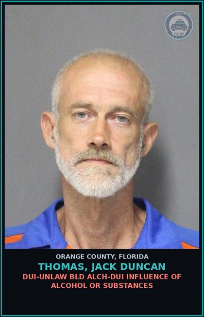 CCW arrest card for THOMAS, JACK DUNCAN in Orange County: VIOLATION OF PROBATION