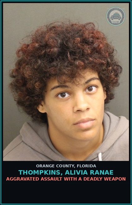 CCW arrest card for THOMPKINS, ALIVIA RANAE in Orange County: BATTERY