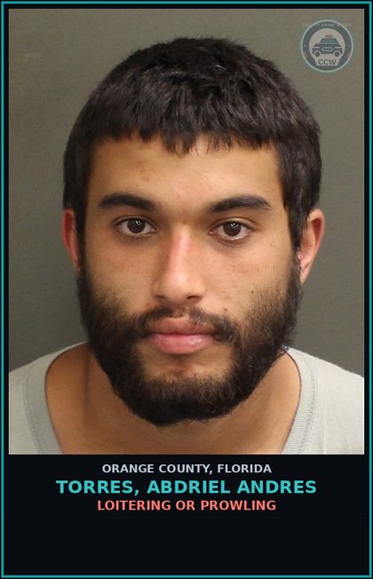 CCW arrest card for TORRES, ABDRIEL ANDRES in Orange County: LOITERING OR PROWLING