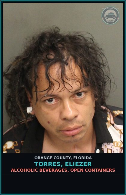 CCW arrest card for TORRES, ELIEZER in Orange County: ALCOHOLIC BEVERAGES, OPEN CONTAINERS