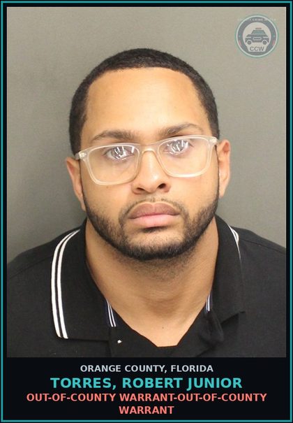 CCW arrest card for TORRES, ROBERT JUNIOR in Orange County: OUT-OF-COUNTY WARRANT-OUT-OF-COUNTY WARRANT