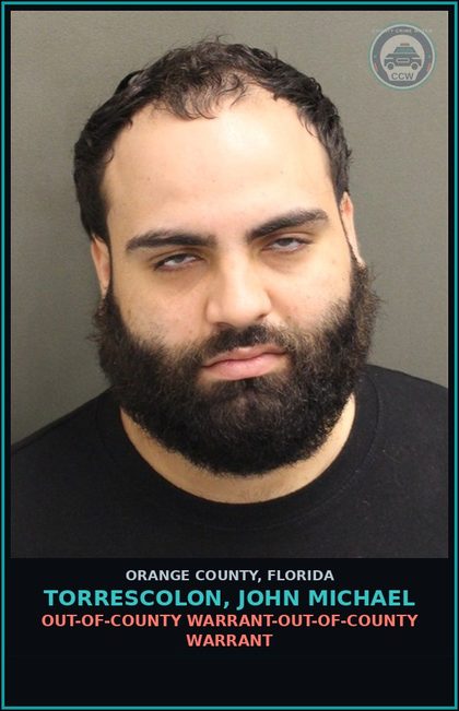 CCW arrest card for TORRESCOLON, JOHN MICHAEL in Orange County: OUT-OF-COUNTY WARRANT-OUT-OF-COUNTY WARRANT
