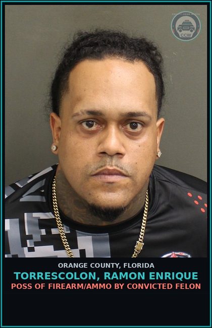 CCW arrest card for TORRESCOLON, RAMON ENRIQUE in Orange County: POSS OF FIREARM/AMMO BY CONVICTED FELON