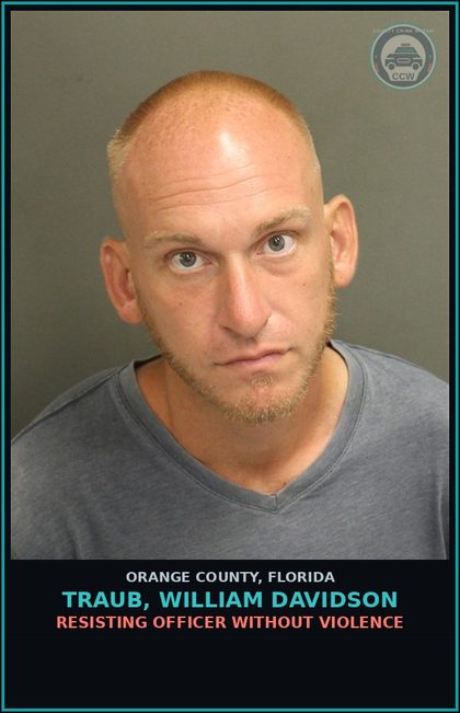CCW arrest card for TRAUB, WILLIAM DAVIDSON in Orange County: CRIMINAL MISCHIEF (>=$1000)