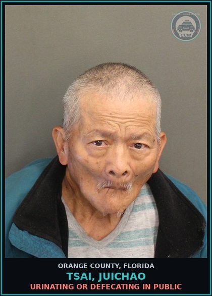 CCW arrest card for TSAI, JUICHAO in Orange County: URINATING OR DEFECATING IN PUBLIC