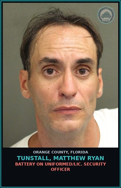 CCW arrest card for TUNSTALL, MATTHEW RYAN in Orange County: RESISTING OFFICER WITHOUT VIOLENCE