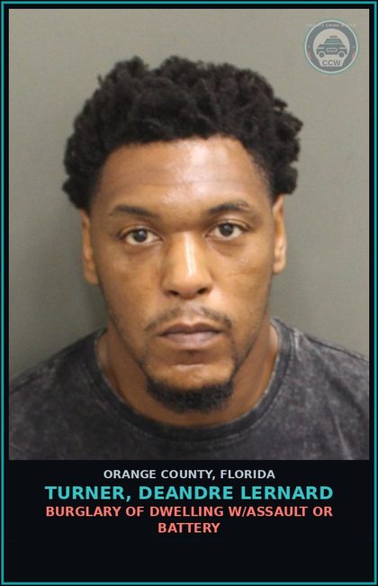CCW arrest card for TURNER, DEANDRE LERNARD in Orange County: BATTERY BY STRANGULATION - DOMESTIC VIOLENCE