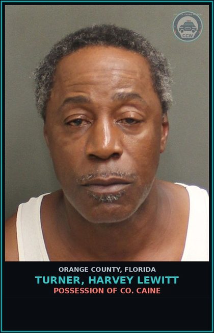 CCW arrest card for TURNER, HARVEY LEWITT in Orange County: POSSESSION OF COCAINE