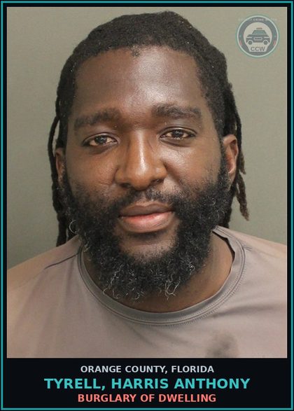 CCW arrest card for TYRELL, HARRIS ANTHONY in Orange County: GRAND THEFT 3RD DEGREE (>750, <$5000)