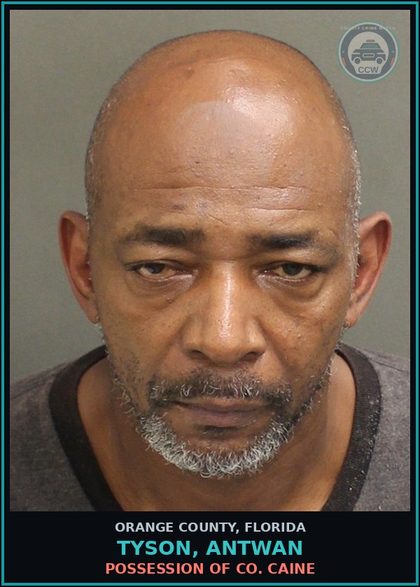 CCW arrest card for TYSON, ANTWAN in Orange County: POSSESSION OF COCAINE