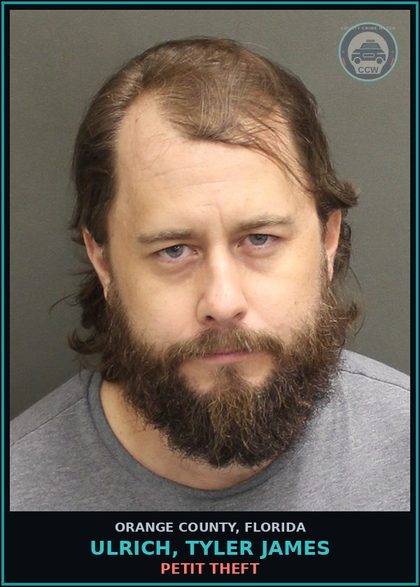 CCW arrest card for ULRICH, TYLER JAMES in Orange County: PETIT THEFT