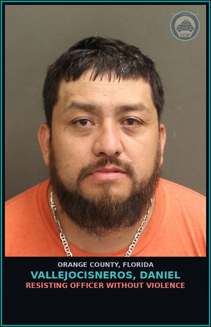 CCW arrest card for VALLEJOCISNEROS, DANIEL in Orange County: DRIV WHILE LIC SUSPEND REVOCATION EQUIV STATUS