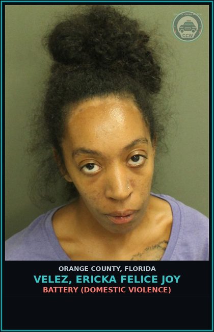 CCW arrest card for VELEZ, ERICKA FELICE JOY in Orange County: BATTERY (DOMESTIC VIOLENCE)