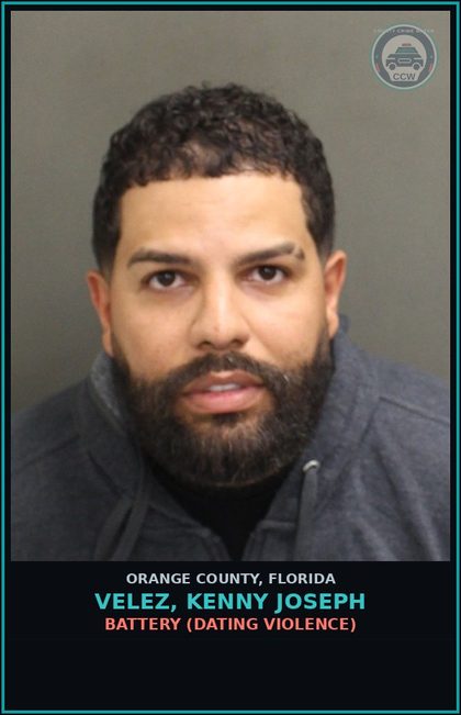 CCW arrest card for VELEZ, KENNY JOSEPH in Orange County: BATTERY (DATING VIOLENCE)