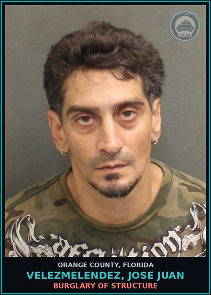 CCW arrest card for VELEZMELENDEZ, JOSE JUAN in Orange County: NO MOTOR VEHICLE REGISTRATION