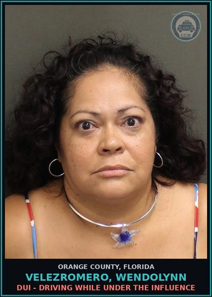 CCW arrest card for VELEZROMERO, WENDOLYNN in Orange County: NO MOTOR VEHICLE REGISTRATION