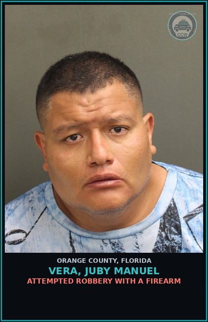 CCW arrest card for VERA, JUBY MANUEL in Orange County: ATTEMPTED ROBBERY WITH A FIREARM