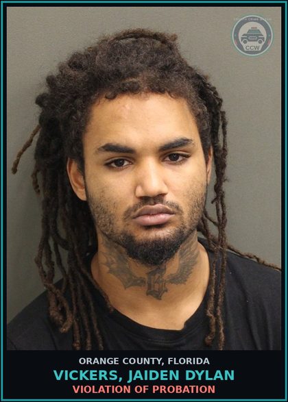 CCW arrest card for VICKERS, JAIDEN DYLAN in Orange County: VIOLATION OF PROBATION