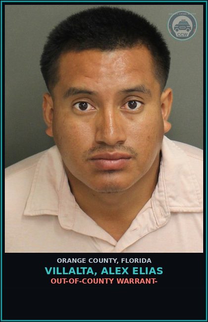 CCW arrest card for VILLALTA, ALEX ELIAS in Orange County: OUT-OF-COUNTY WARRANT-