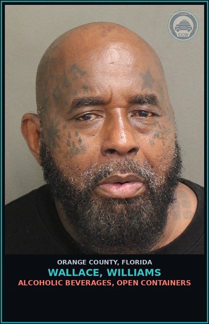 CCW arrest card for WALLACE, WILLIAMS in Orange County: ALCOHOLIC BEVERAGES, OPEN CONTAINERS