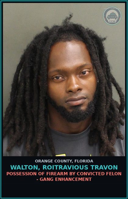 CCW arrest card for WALTON, ROITRAVIOUS TRAVON in Orange County: DWLSR REVOCATION EQUIV STATUS 3RD SUB VIOL