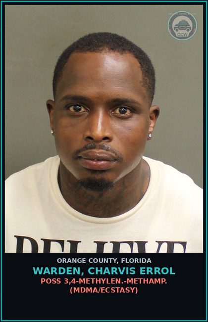 CCW arrest card for WARDEN, CHARVIS ERROL in Orange County: POSS. OF COCAINE W/INTENT TO SELL/DELIVER