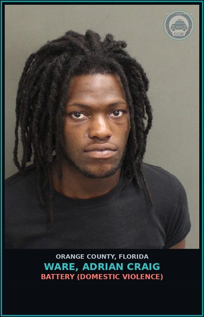 CCW arrest card for WARE, ADRIAN CRAIG in Orange County: BATTERY (DOMESTIC VIOLENCE)