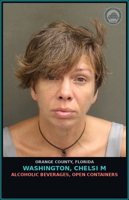 CCW arrest card for WASHINGTON, CHELSI M in Orange County: ALCOHOLIC BEVERAGES, OPEN CONTAINERS
