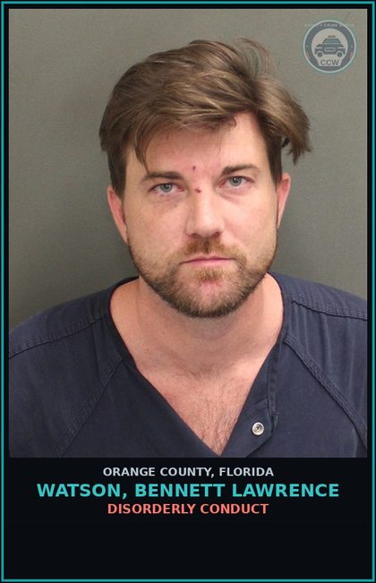 CCW arrest card for WATSON, BENNETT LAWRENCE in Orange County: DISORDERLY CONDUCT