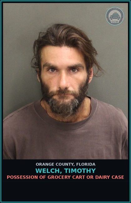CCW arrest card for WELCH, TIMOTHY in Orange County: POSSESSION OF GROCERY CART OR DAIRY CASE