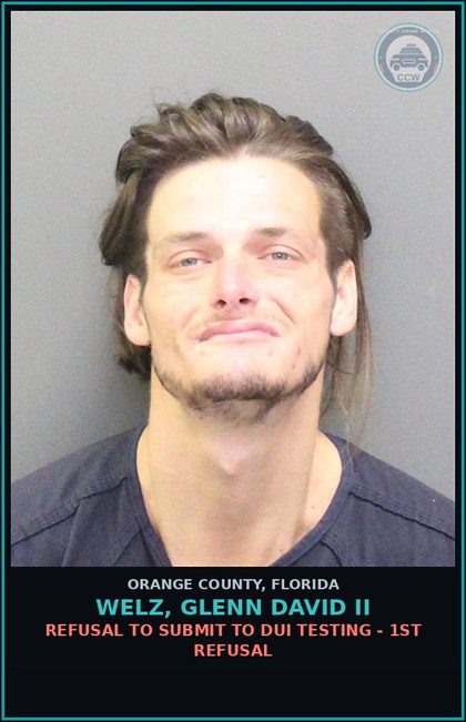 CCW arrest card for WELZ, GLENN DAVID II in Orange County: TRESPASSING-STRUCTURE OR CONVEYANCE