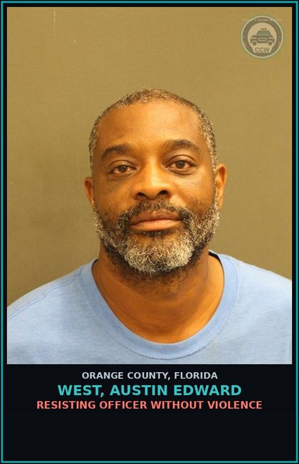 CCW arrest card for WEST, AUSTIN EDWARD in Orange County: RESISTING OFFICER WITHOUT VIOLENCE