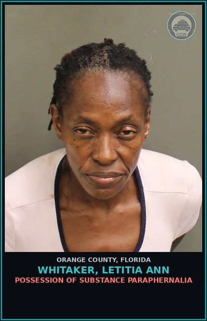 CCW arrest card for WHITAKER, LETITIA ANN in Orange County: POSSESSION OF DRUG PARAPHERNALIA