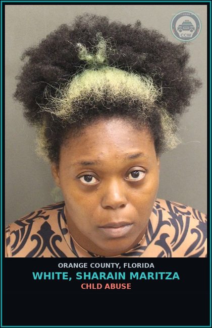 CCW arrest card for WHITE, SHARAIN MARITZA in Orange County: chld ABUSE