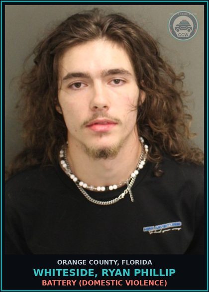 CCW arrest card for WHITESIDE, RYAN PHILLIP in Orange County: BATTERY (DOMESTIC VIOLENCE)