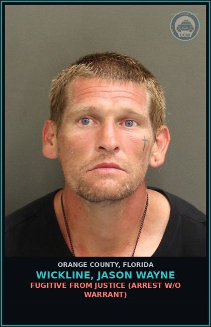 CCW arrest card for WICKLINE, JASON WAYNE in Orange County: FUGITIVE FROM JUSTICE (arrest w/o warrant)