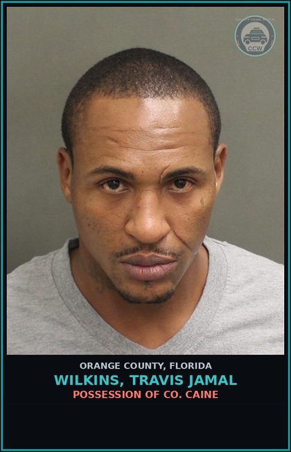 CCW arrest card for WILKINS, TRAVIS JAMAL in Orange County: POSSESSION OF COCAINE